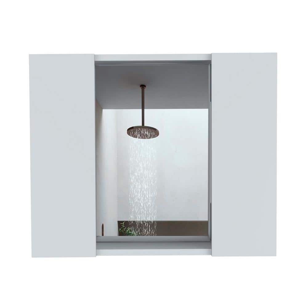 23.6 in. W x 19.5 in. H White Rectangular Wood Recessed or Surface Mount Me
