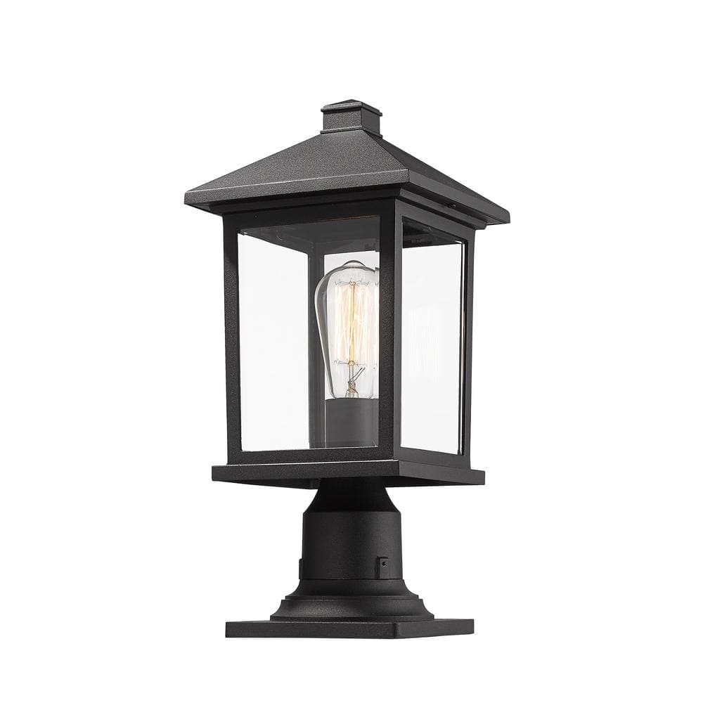 Portland 18 in. 1-Light Black Aluminum Hardwired Outdoor Weather Resistant 