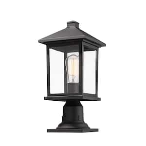 Portland 18 in. 1-Light Black Aluminum Hardwired Outdoor Weather Resistant Pier Mount Light with No Bulb included