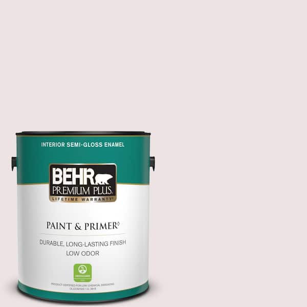 BEHR PREMIUM PLUS 1 gal. #110E-1 Whimsical White Semi-Gloss Enamel Low Odor Interior Paint & Primer