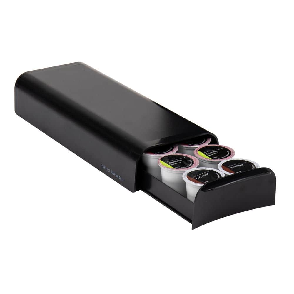 Compact Black Plastic Coffee Pod Drawer for 28 Capsules