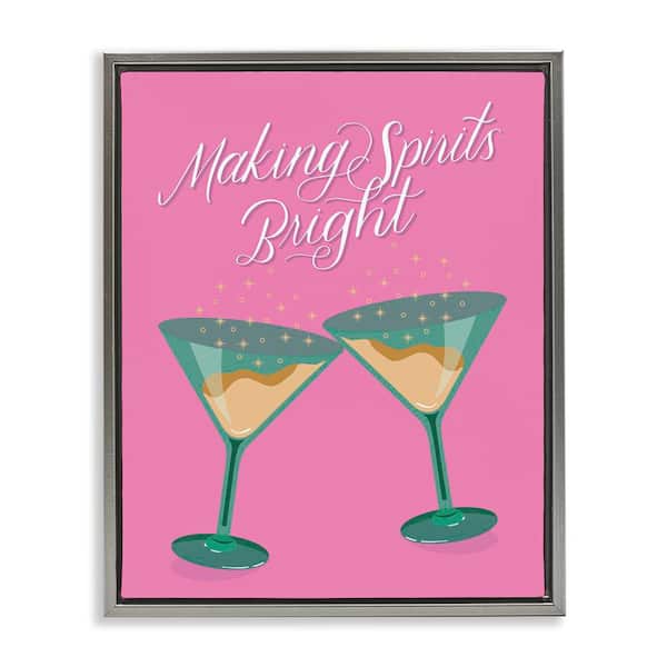 Stupell Industries Making Spirits Bright Cocktails by Hey Bre Creative Studio Gray Floater Frame Food Graphic Art Print 21 in. x 17 in.
