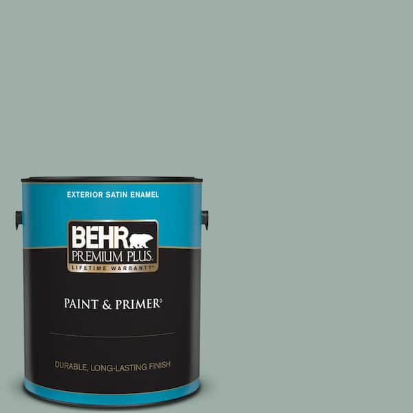 BEHR PREMIUM PLUS 1 gal. Home Decorators Collection #HDC-CT-22 Aged Jade Satin Enamel Exterior Paint & Primer