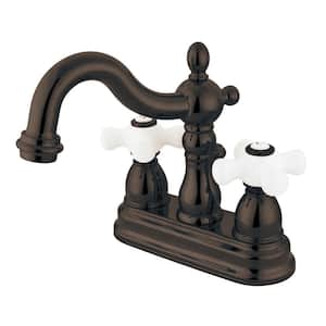 Heritage 4 in. Centerset 2-Handle Bathroom Faucet with Brass Pop-Up in Oil Rubbed Bronze