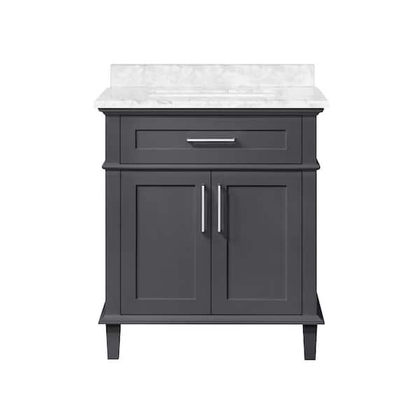 Sonoma 30 in. Single Sink Dark Charcoal Bath Vanity with Carrara Marble Top (Assembled)