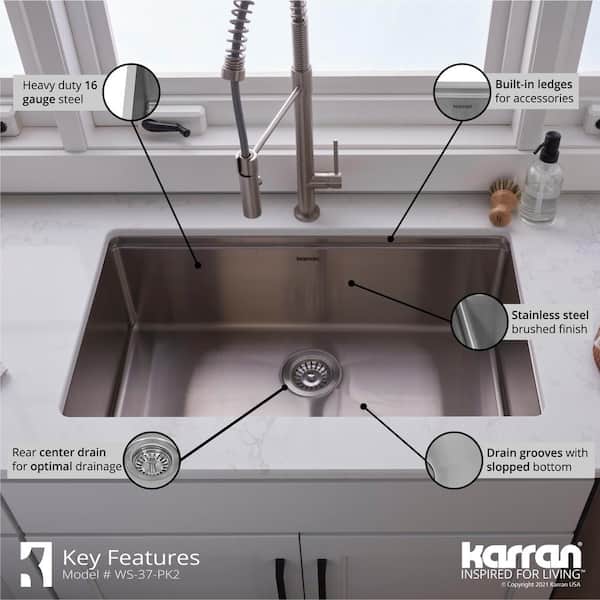 Karran All-in-One Undermount Stainless Steel 32 in. Single Bowl