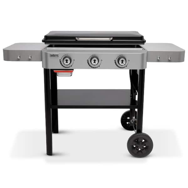 Weber 3 Propane Gas Grill 28 in. Flat Top Griddle in Black 43310201 - The Home Depot