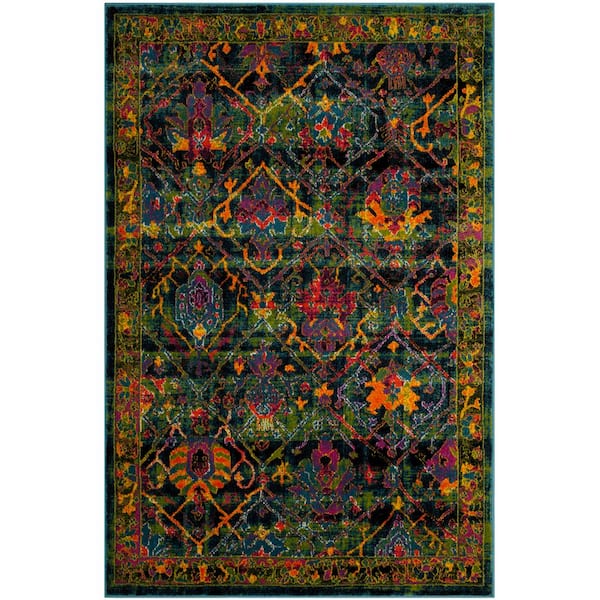 SAFAVIEH Cherokee Black/Blue 4 ft. x 6 ft. Floral Area Rug