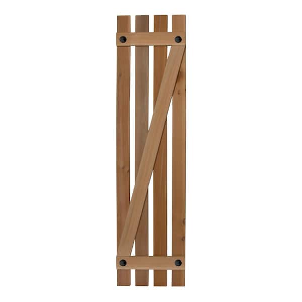 Design Craft MIllworks Grayson 15 in. x 75 in. Cedar Spaced Z Pattern Board and Batten Shutters Pair in Brown Natural