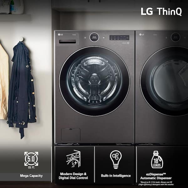 Reviews for LG 5.0 cu. ft. Stackable Smart Front Load Washer in Black ...