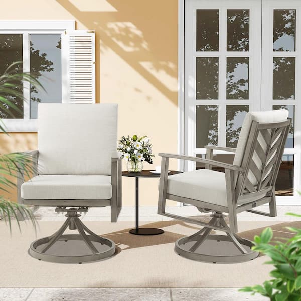 Amario Swivel Aluminum Outdoor Dining Chair with Sunbrella Cushion (2-Pack)