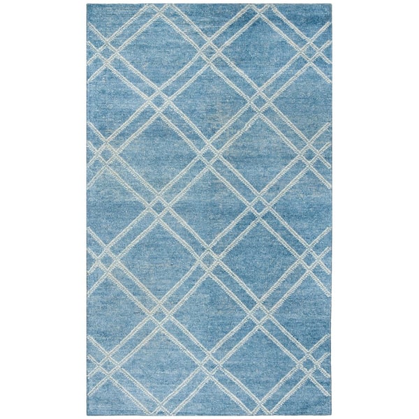 Stone Wash 5 ft. x 8 ft. Deep Blue Trellis Area Rug