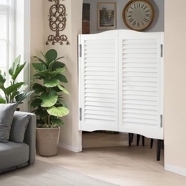 Double Saloon Doors, 1.1 in. x 35.4 in. Arched Top Interior Swinging Cafe Doors Premium Pine Wood Sliding Doors White