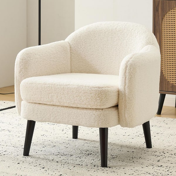 Living Room White Barrel Chair