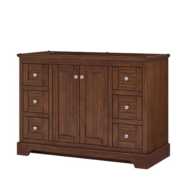 Avery 47.25 in. Bath Vanity Cabinet without Top in Dark Walnut with Polished Chrome Trim