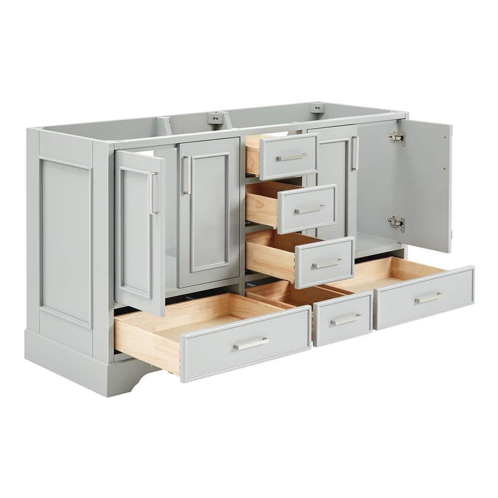 Stafford 61" Light Gray Wood Double Freestanding Vanity Cabinet