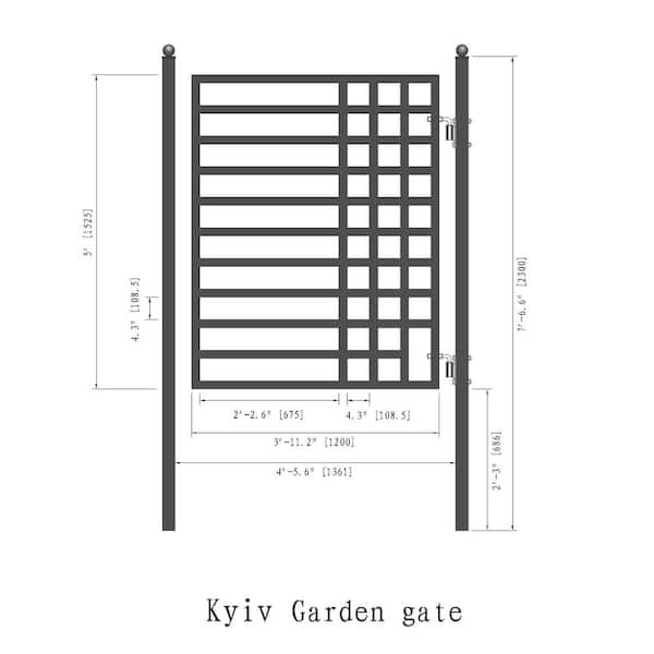 ALEKO 4 ft. x 5 ft. Kyiv Style Black Steel Pedestrian Fence Gate