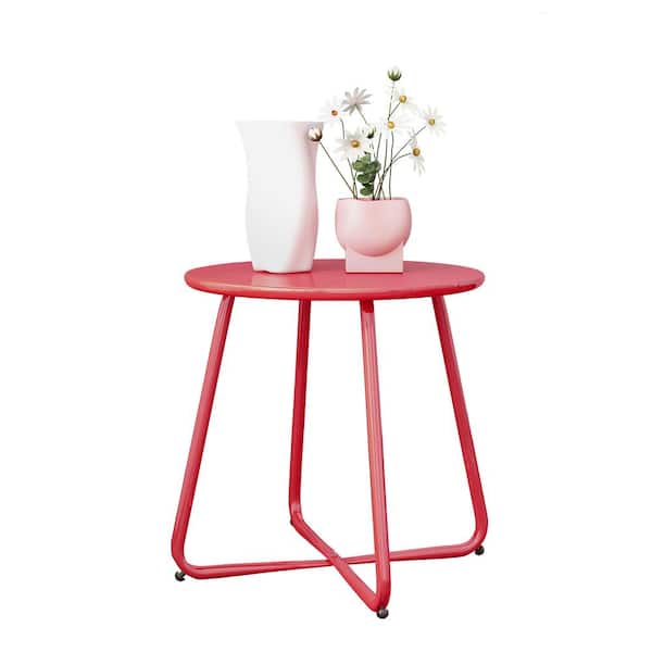 Yangming Red Patio Side Tables for Outdoor Outside, Small Accent Table ...
