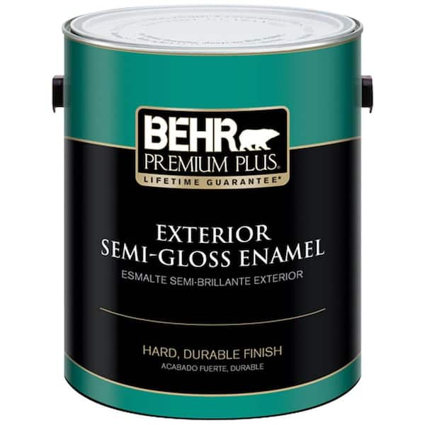 BEHR PREMIUM PLUS 1 gal. Medium Base Semi-Gloss Enamel Exterior Paint & Primer