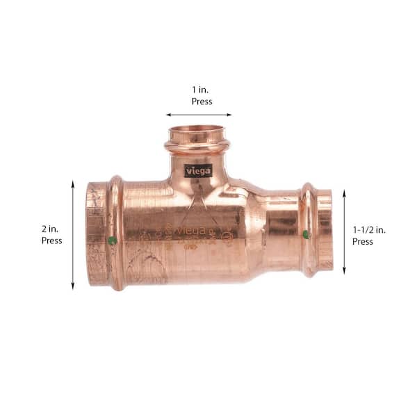 ProPress 2 in. x 1-1/2 in. 1 in. Press Copper Tee