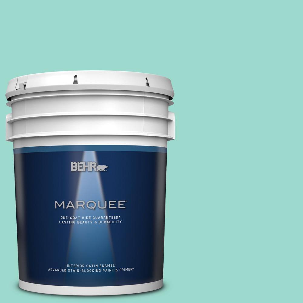 BEHR MARQUEE 5 gal. #P440-3 Fish Pond One-Coat Hide Satin Enamel ...