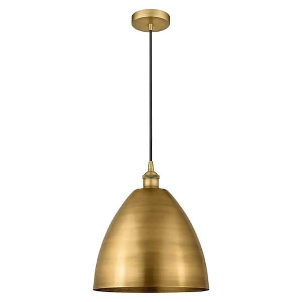 Edison Dome 100-Watt 1-Light Brushed Brass Standard Mini Pendant Light with Metal Shade