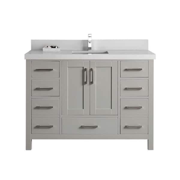 Willow Collections Malibu 48 in. W x 22 in. D x 36 in. H Bath Vanity in Grey with 2 in Carrara Quartz Top