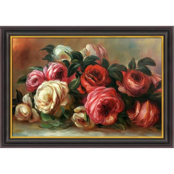 LA PASTICHE Discarded Roses by Pierre-Auguste Renoir Opulent Framed Abstract Oil Painting Art Print 30 in. x 42 in.