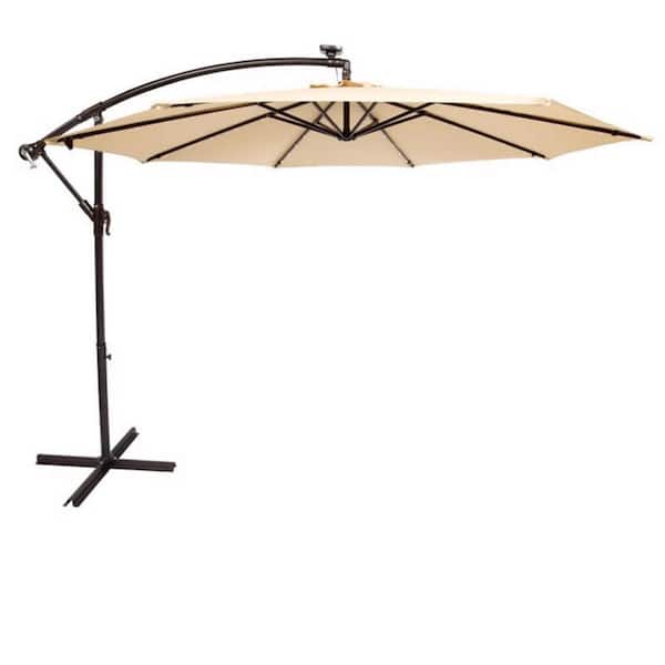 living accents 9 ft tiltable taupe offset patio umbrella Treasure Garden  11 Octagonal Outdoor (High-Perform The sturdy aluminum pole provides a lightweight yet strong foundation ACEGOSES 9-ft Steel Tan Push-button