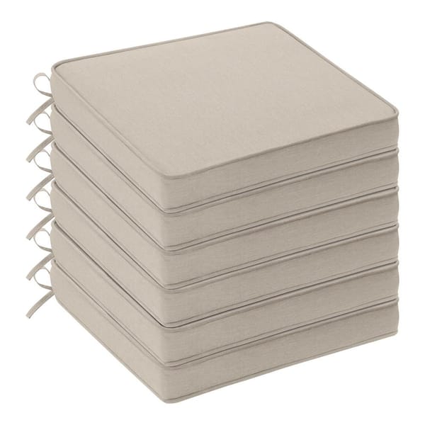 Hampton Bay 20 in. x 19 in.  Square Outdoor Seat Cushion in Putty (6-Pack)