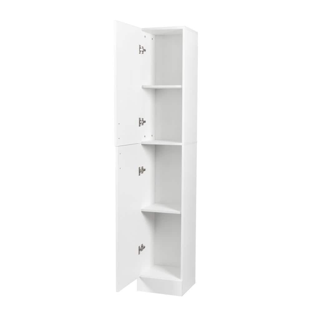 12.4 in. W x 11.8 in. D x 74.8 in. H White Linen Cabinet with 2-Drawers for