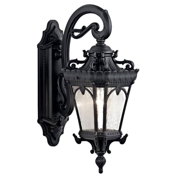 KICHLER Tournai 1-Light Textured Black Outdoor Hardwired Wall Lantern Sconce with No Bulbs Included (1-Pack)