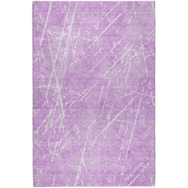 Dream Shag Premium Machine Washable Abstract ADS628 Lilac 9 ft. x 12 ft. Area Rug