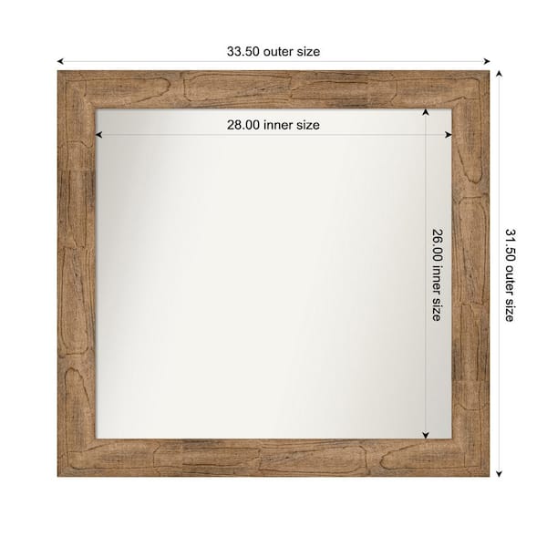 Amanti Art Owl Brown 33.5 in. W. x 31.5 in. Custom Non-Beveled Wood Framed Bathroom Vanity Wall Mirror