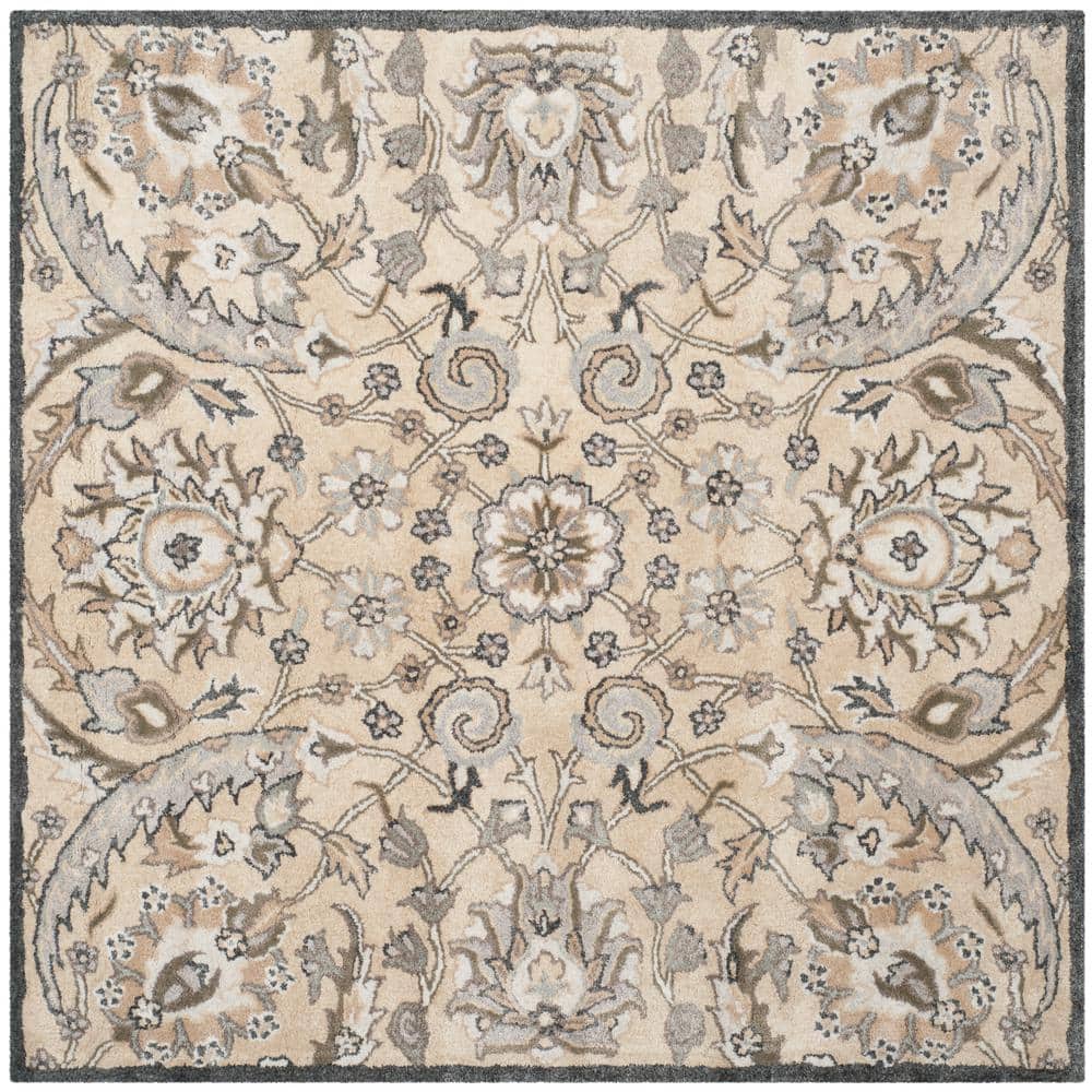 Bella Beige Hand-Tufted Wool Square Area Rug
