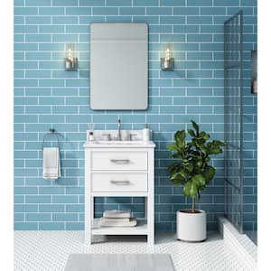 Brooks 25 in. W x 22 in. D x 35 in. H Single Sink Bath Vanity in White Finish with Cala White Engineered Top