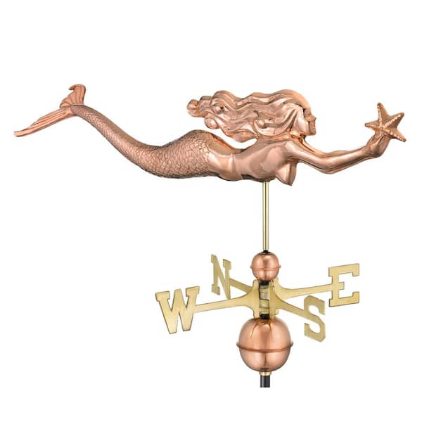 Good Directions Mermaid with Starfish Weathervane - Pure Copper