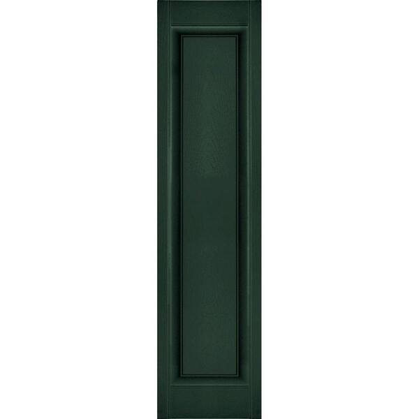 Ekena Millwork 12 in. x 42 in. Lifetime Vinyl Custom Single Raised Panel Shutters Pair Midnight Green