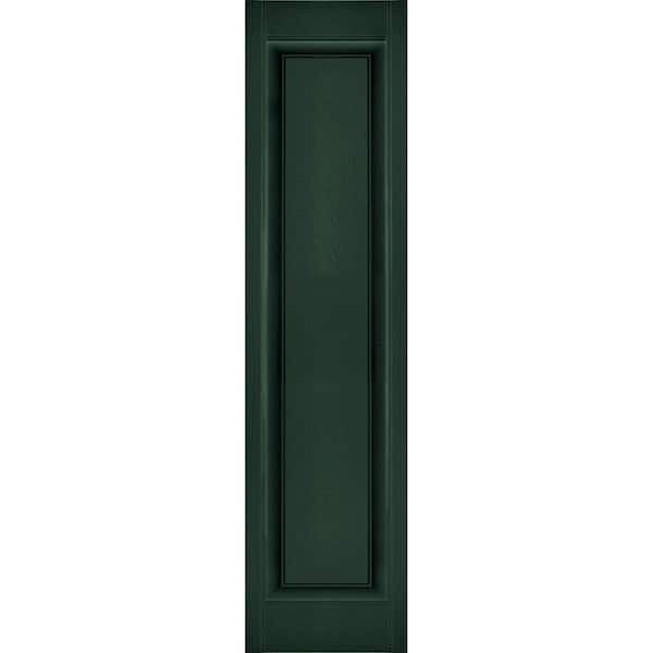 Ekena Millwork 12 in. x 52 in. Lifetime Vinyl Custom Single Raised Panel Shutters Pair Midnight Green