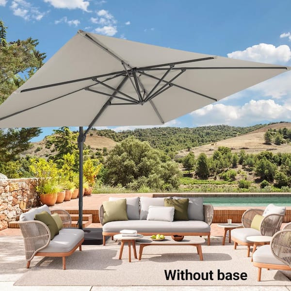Sonkuki 11.5 x 9 ft. Aluminium Frame Cantilever Patio Umbrella 360° Rotation and Infinite Canopy Angle Adjustment in Gray