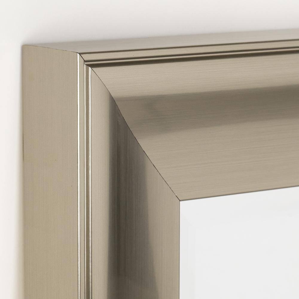 Brushed Nickel Rectangular Beveled Wall Vanity Mirror