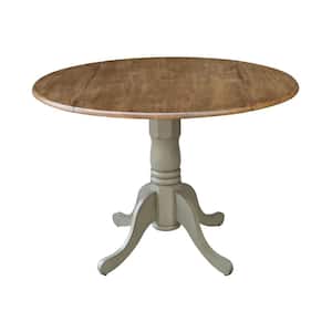 Hickory/Stone 42 in. Round Dual Drop Leaf Pedestal Table