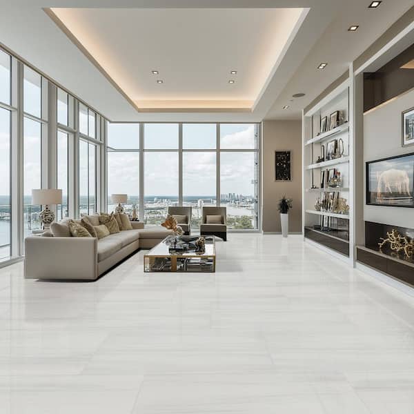 MSI Bianco Dolomite 24 in. x 48 in. Polished Porcelain Floor and