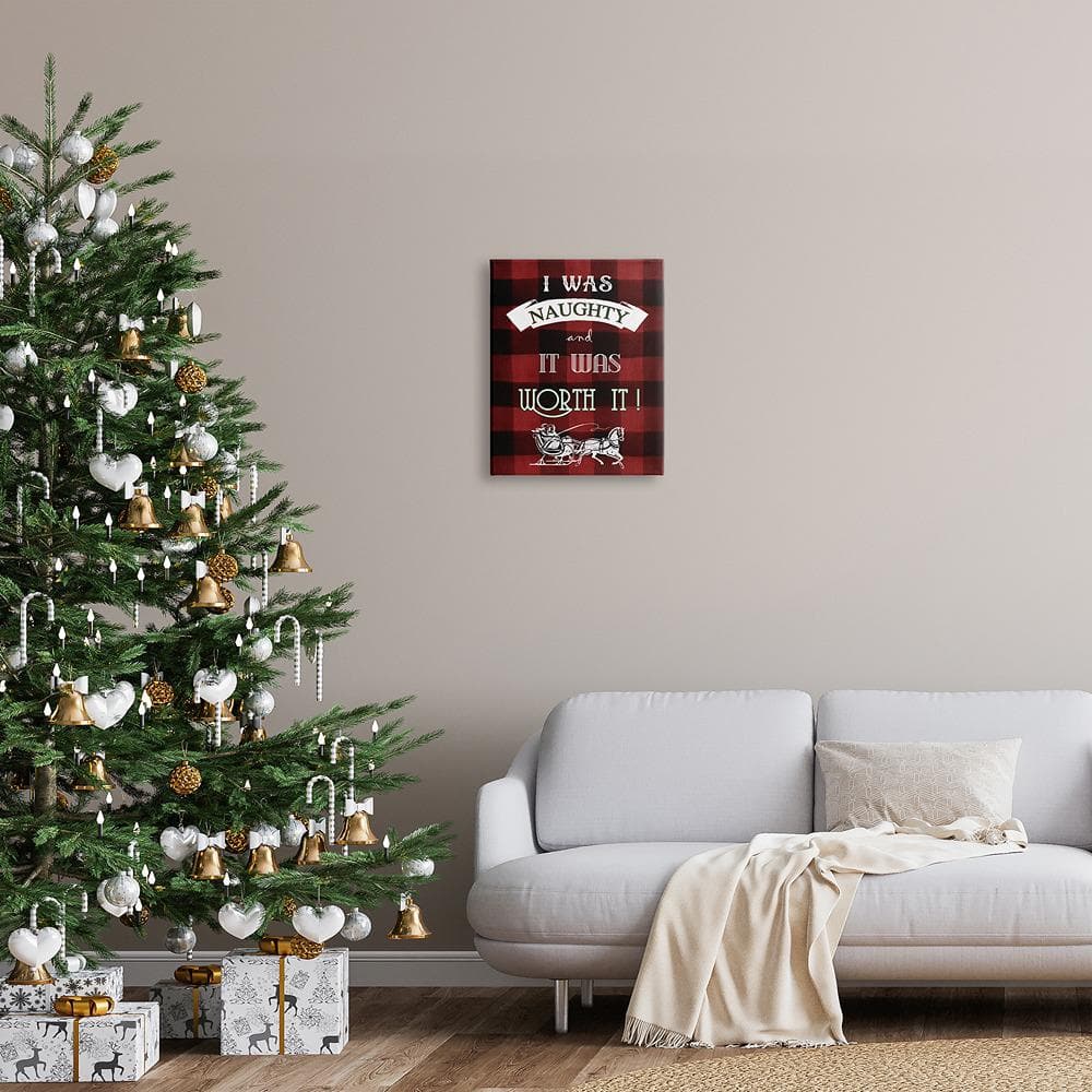 Funny Plaid Christmas Quote Canvas Wall Art 16" x 20"