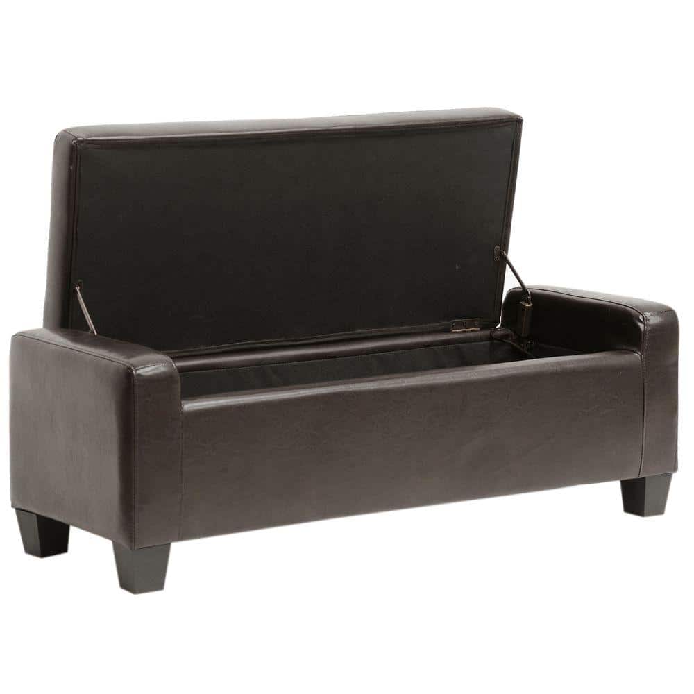 Manchester Dark Brown Bonded Leather Storage Ottoman
