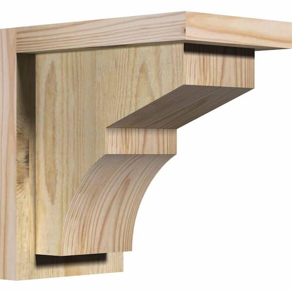 Ekena Millwork 6 in. x 10 in. x 10 in. Monterey Rough Sawn Douglas Fir Corbel with Backplate