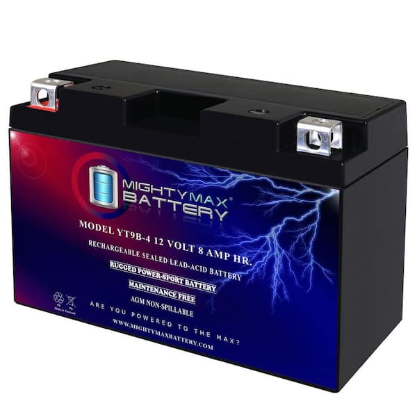 Mighty Max Battery YT9B-4-12-Volt 8 AH, 100 CCA, Rechargeable Maintenance Free SLA AGM Motorcycle Battery