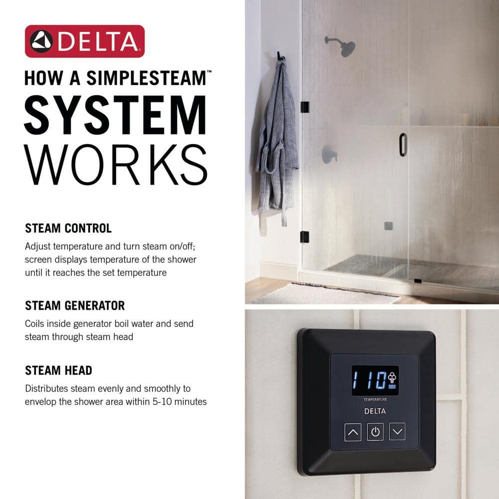 Matte Black 7.5kW Steam Shower Generator with Digital Control