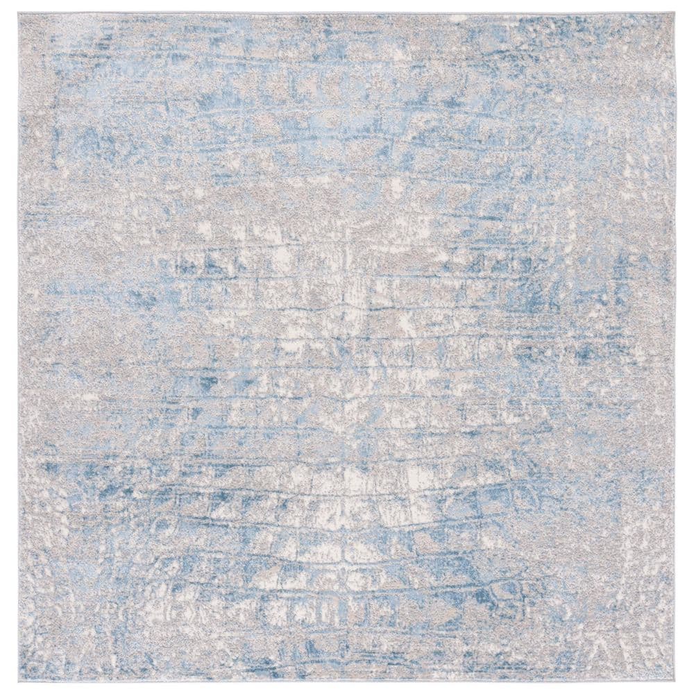 SAFAVIEH Lagoon 7 ft. x 7 ft. Blue/Gray Distressed Reptile