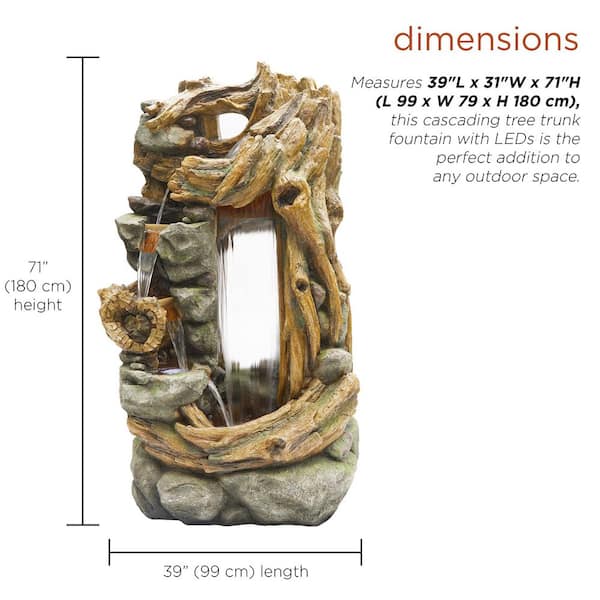 Alpine Corporation 71 in. Tall Outdoor Tree Trunk Fountain